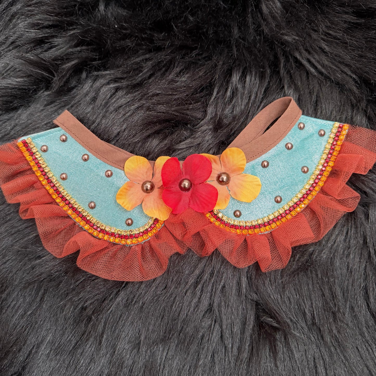 Collar Shimmery Teal Cotton Floral
