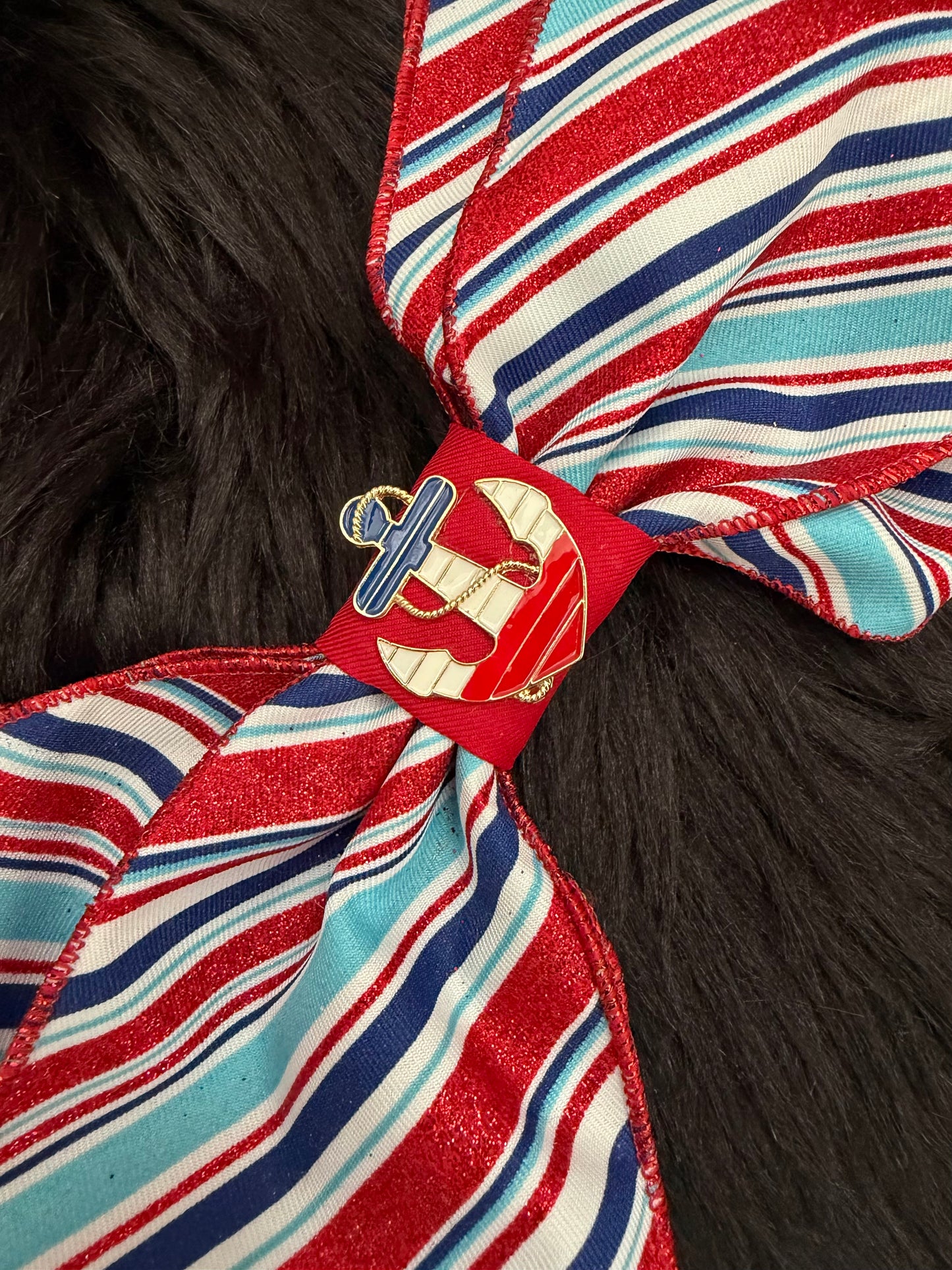 Bella Bow Light Blue & Glitter Stripes Nautical