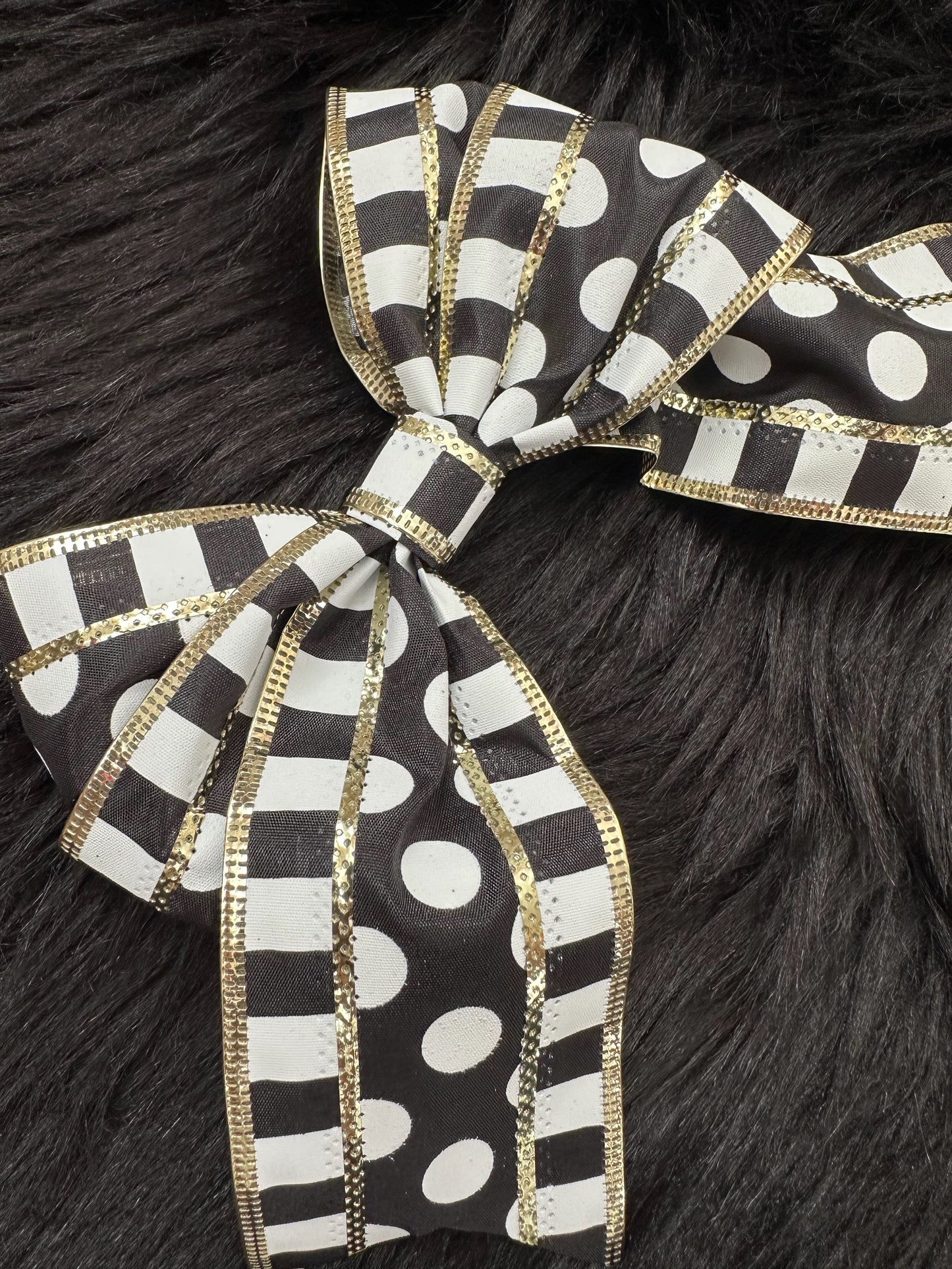 Bella V Bow Polka Dots & Stripes BW