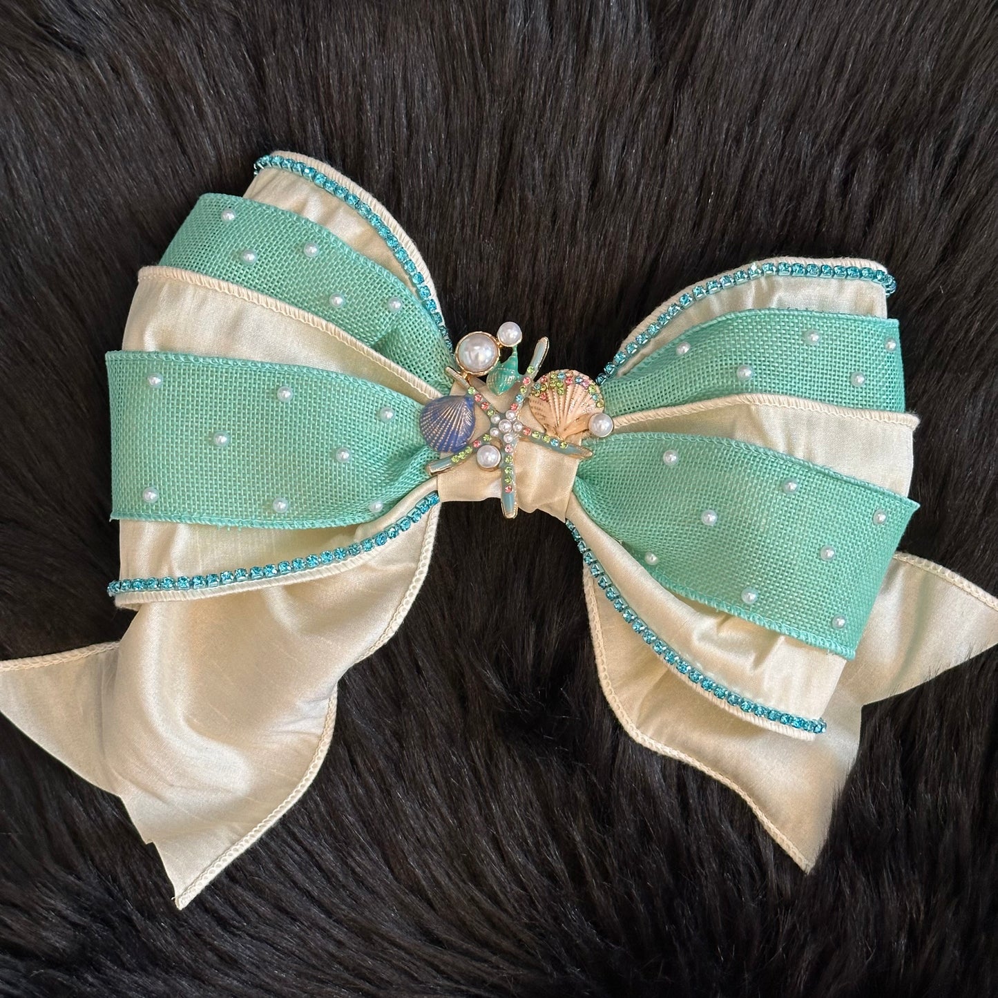 Bella Bow Starfish Ivory & Mint Burlap