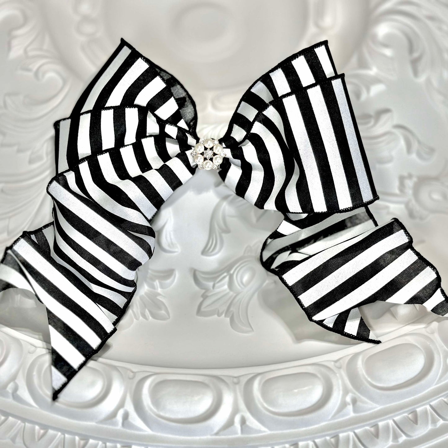 Bella Bow in B&W Stripes