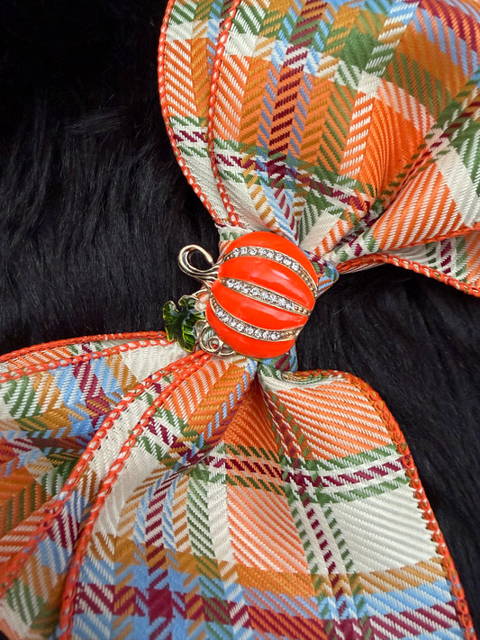 Bella Bow Pumpkin Plaid