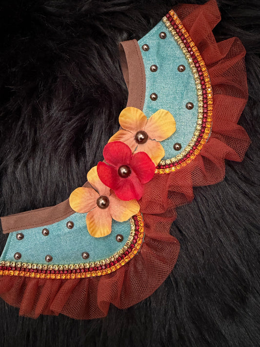Collar Shimmery Teal Cotton Floral