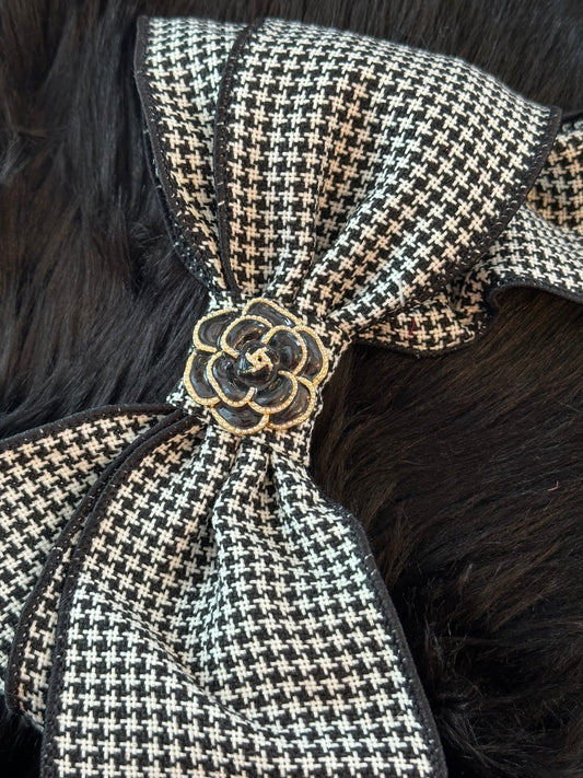 Bella Bow Houndstooth Camellia