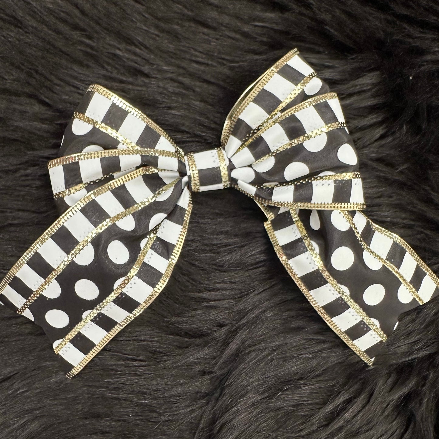 Bella V Bow Polka Dots & Stripes BW