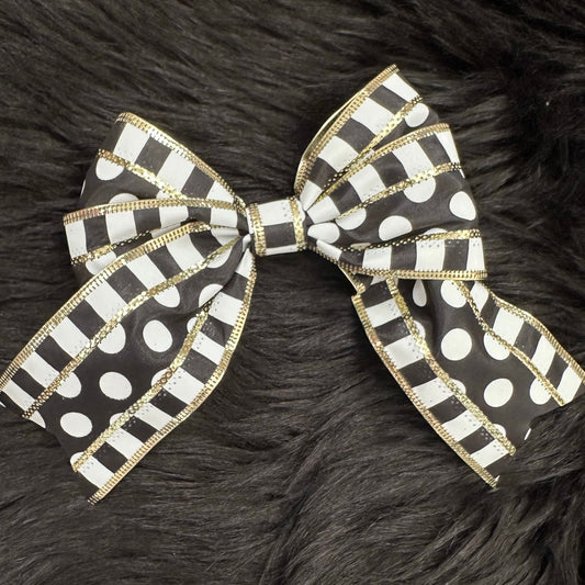 Bella V Bow Polka Dots & Stripes BW