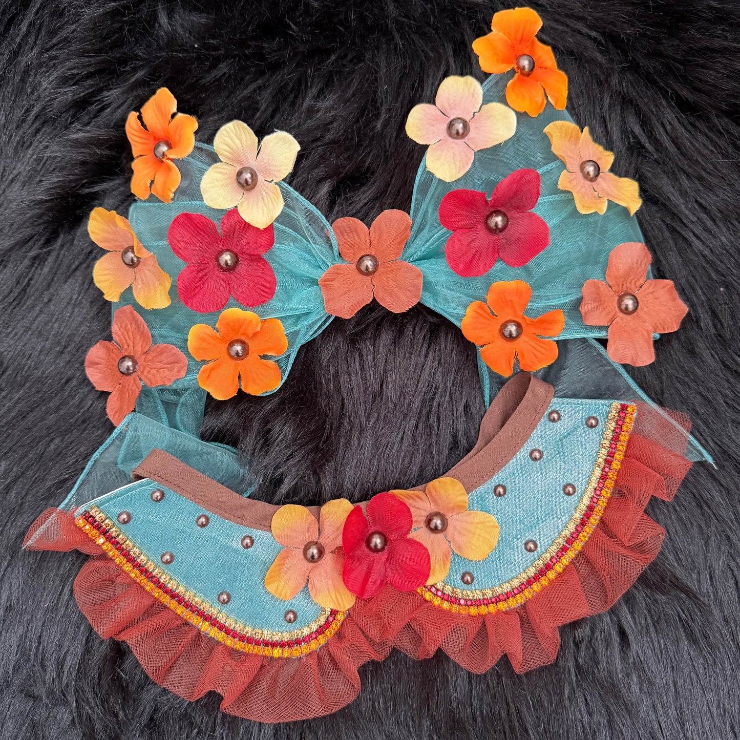 Bella V Bow Teal Floral (3 Loops)