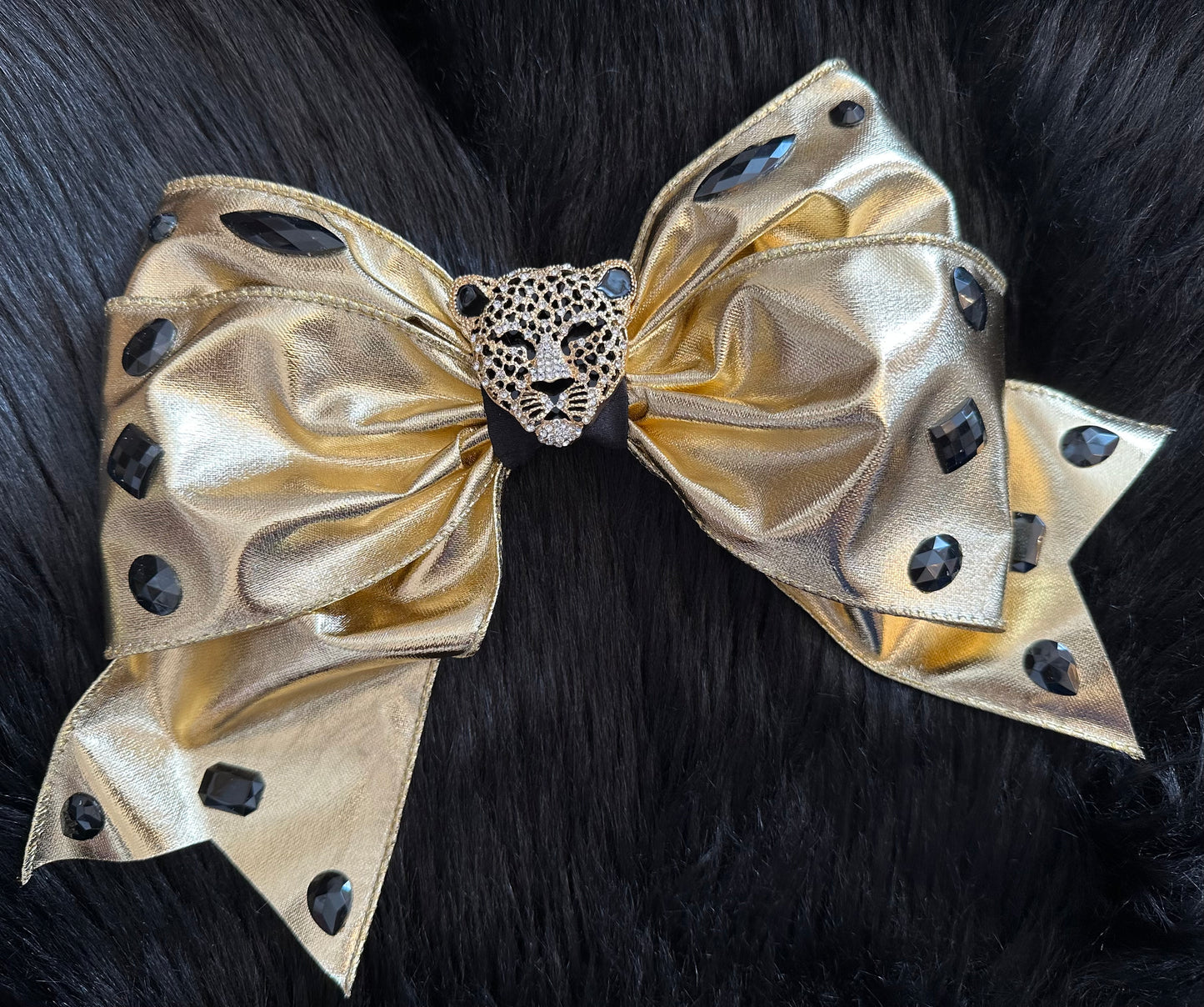 Bella Bow Metallic Gold Leopard