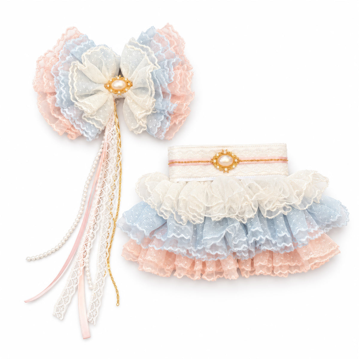 The Wrinklebottoms Ruffle Bow and matching collar by Guccella